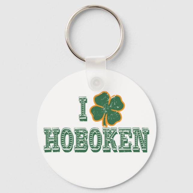 I love Hoboken - St. Patrick's Day Key Ring (Front)