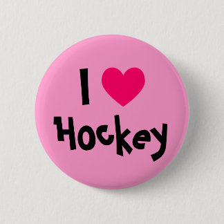 I Love Hockey 6 Cm Round Badge