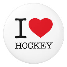 I LOVE HOCKEY CERAMIC KNOB