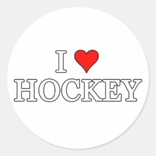I Love Hockey Classic Round Sticker