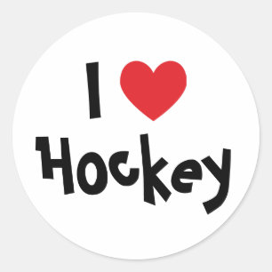 I Love Hockey Classic Round Sticker