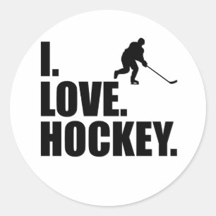 I Love Hockey Classic Round Sticker