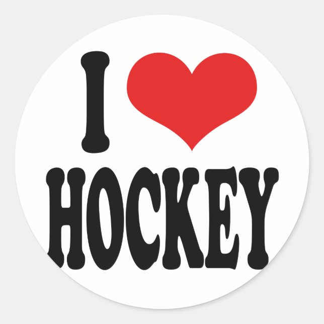I Love Hockey Classic Round Sticker (Front)