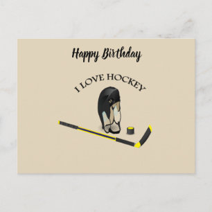 I Love hockey custom design with stick and helmet Postcard