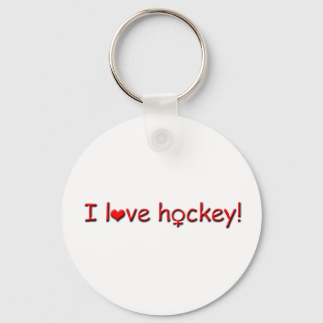 I love hockey!-Female Key Ring (Front)