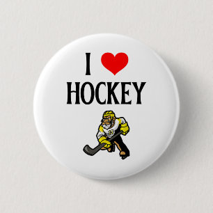 I Love Hockey I Heart Hockey Funny Ice Hockey Love 6 Cm Round Badge