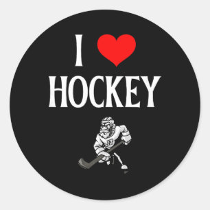 I Love Hockey I Heart Hockey Funny Ice Hockey Love Classic Round Sticker