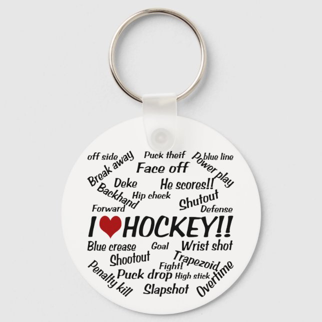 I Love Hockey Key Ring (Front)