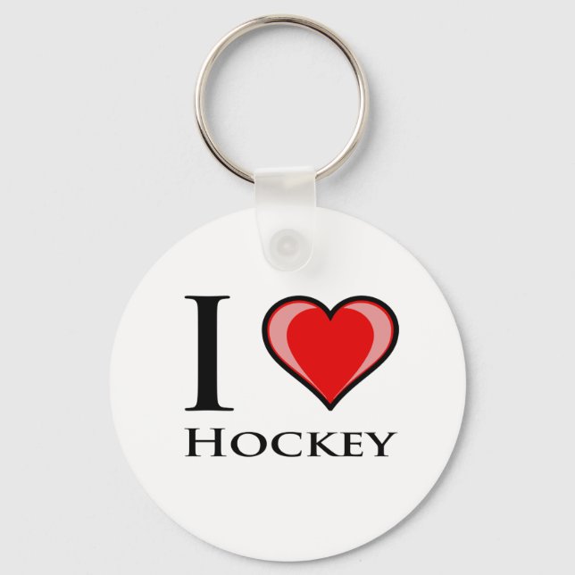 I Love Hockey Key Ring (Front)
