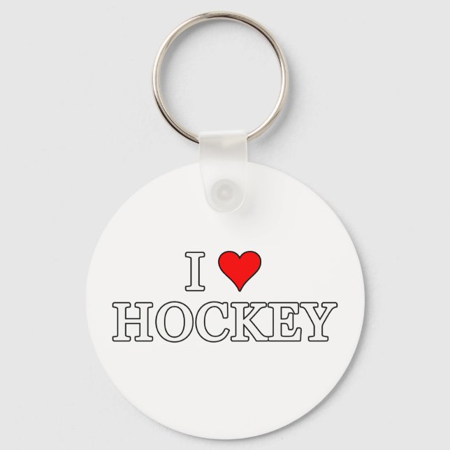 I Love Hockey Key Ring (Front)