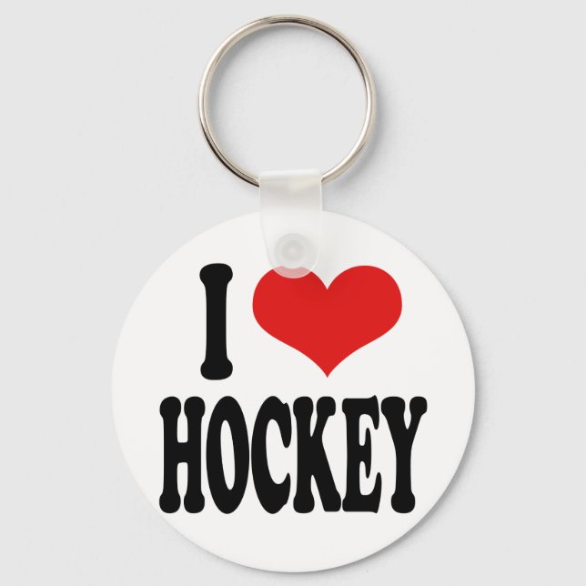 I Love Hockey Key Ring (Front)