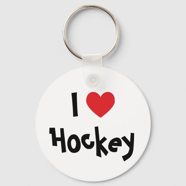 I Love Hockey Key Ring (Front)