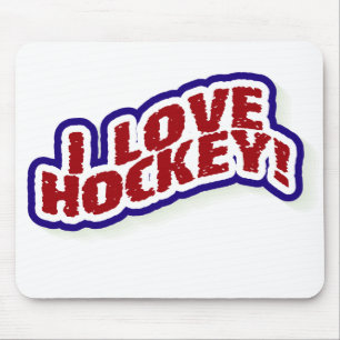 I Love Hockey Mouse Mat