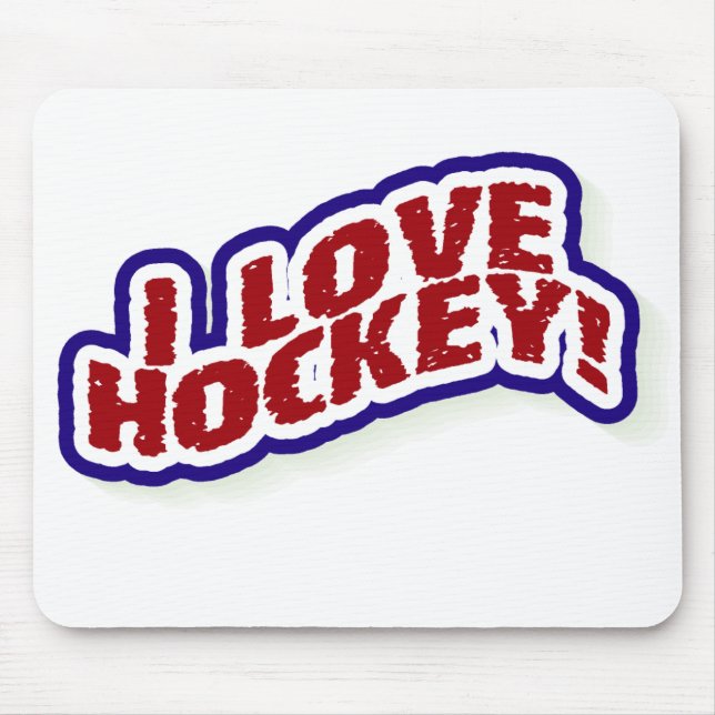 I Love Hockey Mouse Mat (Front)