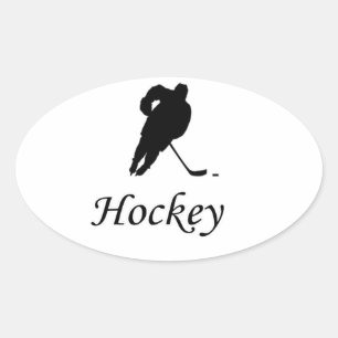 I Love Hockey Oval Sticker