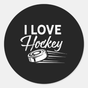 I Love Hockey Player Team Game Goalie  Classic Round Sticker