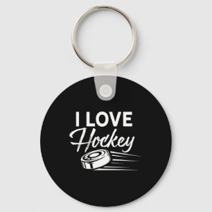 I Love Hockey Player Team Game Goalie  Key Ring
