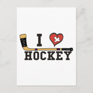 I Love Hockey Postcard