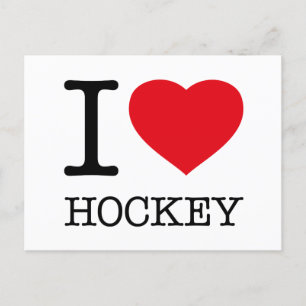 I LOVE HOCKEY POSTCARD