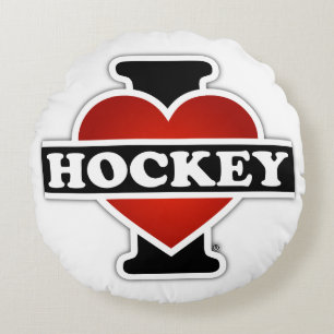 I Love Hockey Round Cushion