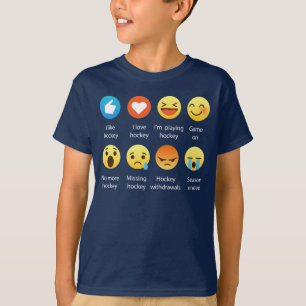 I Love HOCKEY Social Emoticon (emoji) - White Font T-Shirt