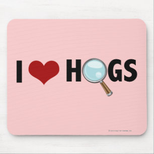 I Love Hogs Red/Black Mouse Mat