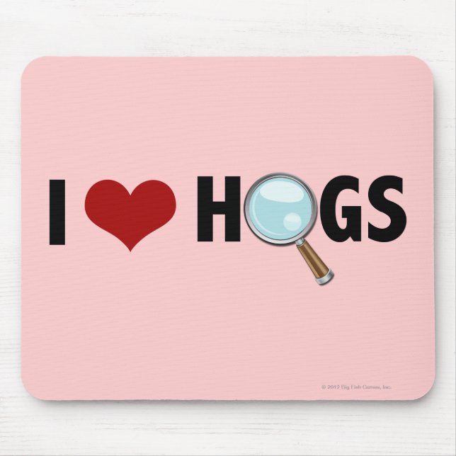 I Love Hogs Red/Black Mouse Mat (Front)
