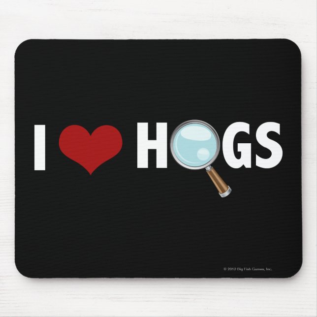 I Love Hogs Red/White Mouse Mat (Front)