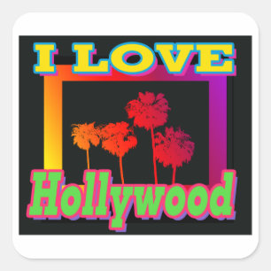 I LOVE Hollywood Palm Trees in the Box Stickers