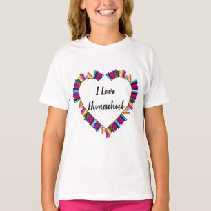 I love homeschool, homeschool kids heart bookshelf T-Shirt