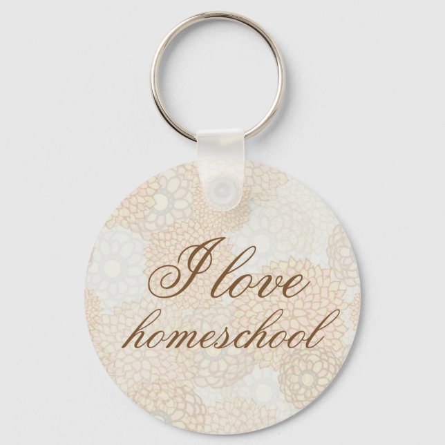 I love homeschool rustic flowers key ring (Front)