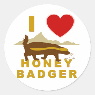 I LOVE HONEY BADGER CLASSIC ROUND STICKER