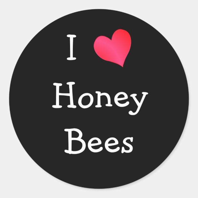 I Love Honey Bees Classic Round Sticker (Front)