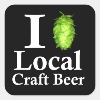 I love (hop) local craft beer! square sticker