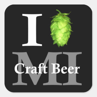 I love (hop) Michigan craft beer! Square Sticker