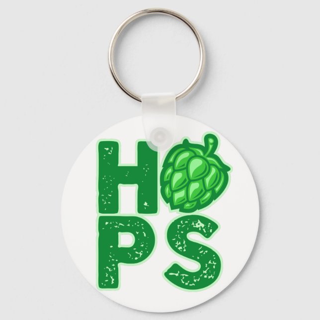 I Love Hops In Craft Beer Key Ring (Front)