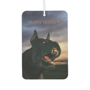I Love Horror. Big, black dog Car Air Freshener