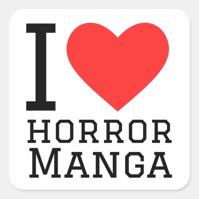I love horror manga square sticker (Front)