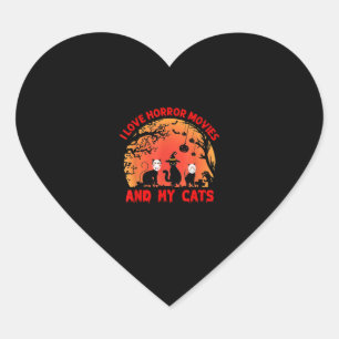 I Love Horror Movies And My Cats Kitten Scary Film Heart Sticker
