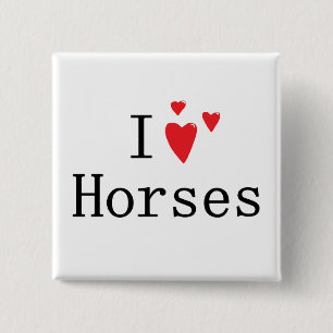 I Love Horses 15 Cm Square Badge