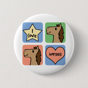 I Love Horses 6 Cm Round Badge