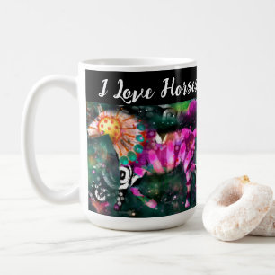 I Love Horses Abstract Whimsical Horse Painting Coffee Mug
