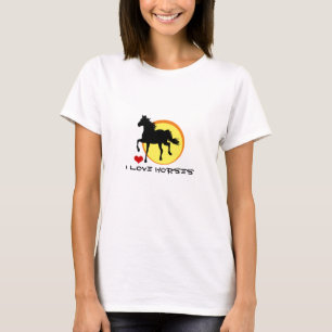 I Love Horses & Black Horse Running / Horticulture T-Shirt