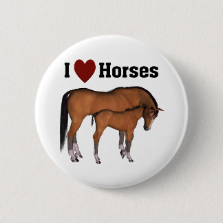 I Love Horses Button