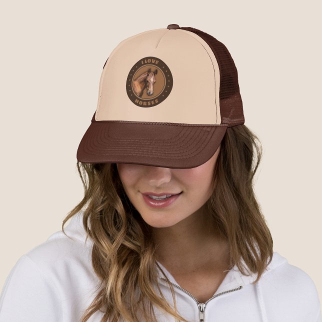 I love Horses (customizable) Trucker Hat (In Situ)