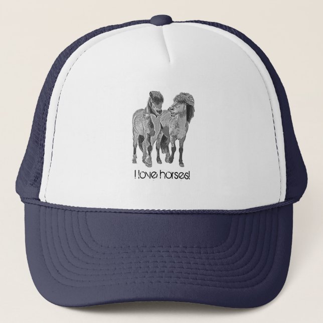 I love horses! Cute Icelandic ponies  Trucker Hat (Front)