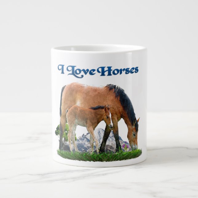 I love horses large coffee mug (Front)