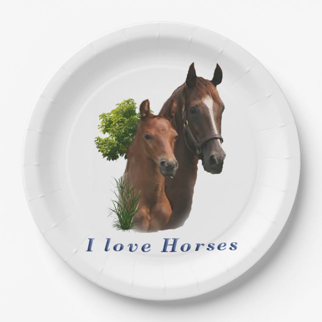 I love Horses Paper Plate (Front)
