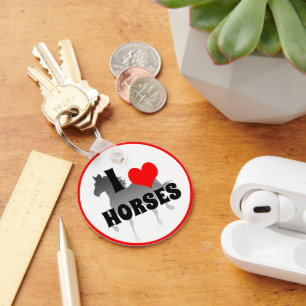I love Horses & Red Heart, Horticulture / Keychain
