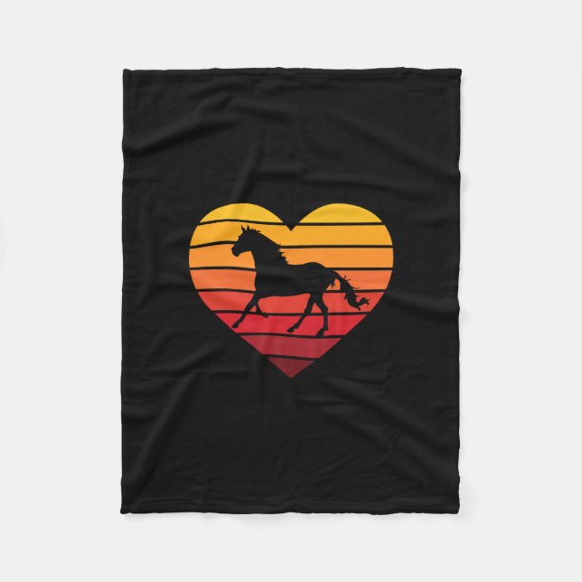 I Love Horses Retro Heart Fleece Blanket (Front)